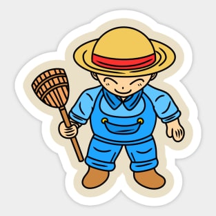 Cute chibi farmer boy Sticker